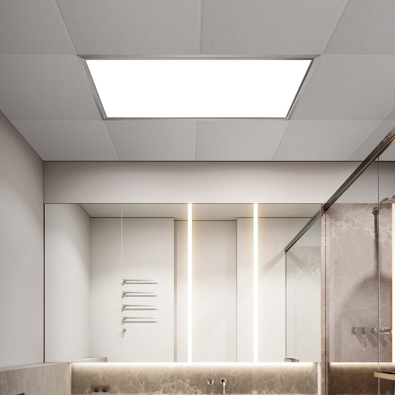 雷士照明集成吊顶led厨房灯卫生间平板灯铝扣嵌入式面板灯300*600