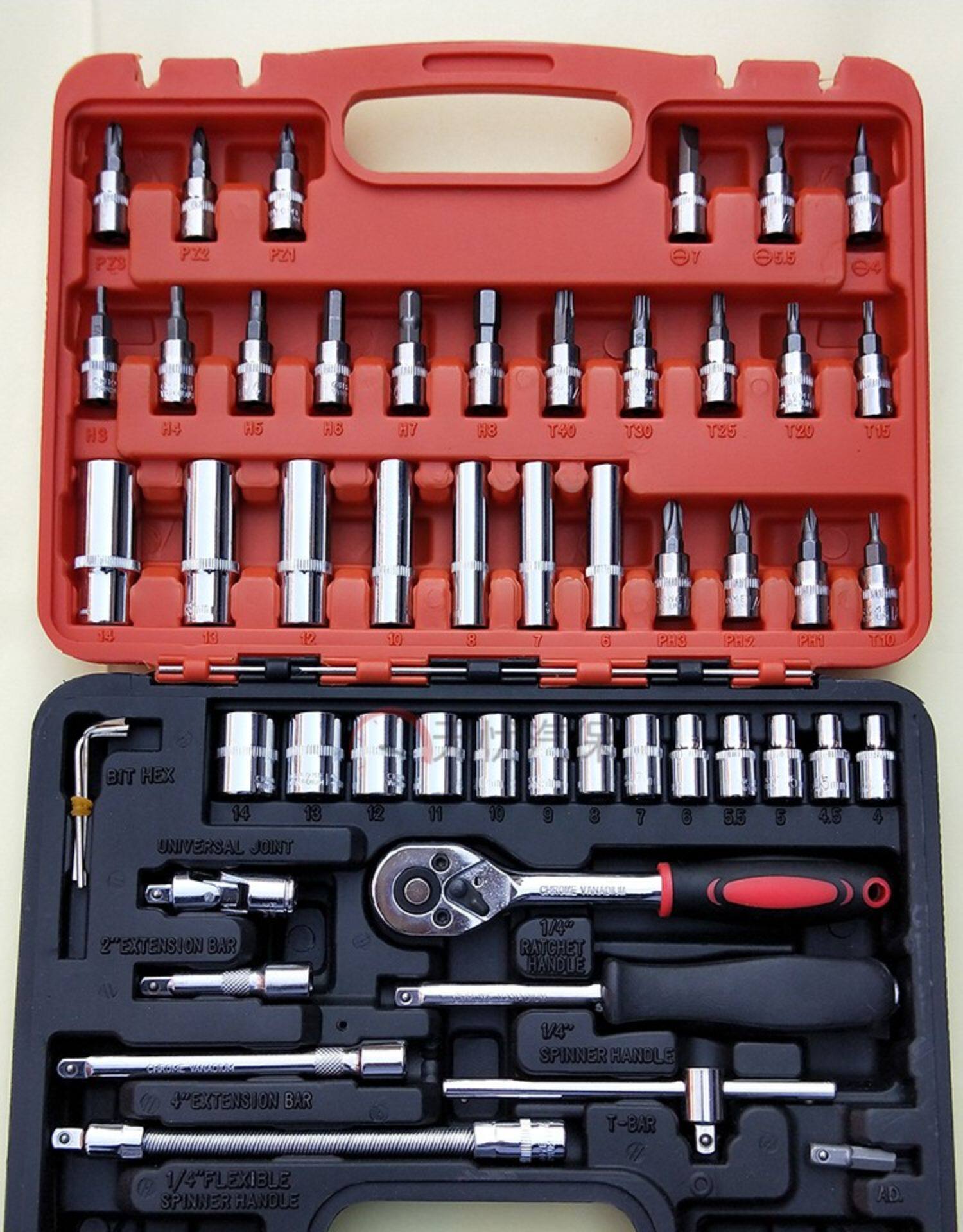 汽车维修46件53件套装工具汽修套装套筒棘轮扳手五金组合工具包邮