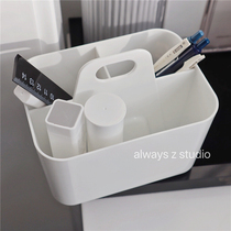 AlwaysZ Cascade Pure White Portable Containing Box Desktop Book Room Pen Holder Guest Desk Debris Finishing Box