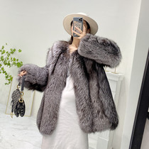 2022 new imported whole leather fox fur coat mid-length winter fur coat Haining anti-season winter womens