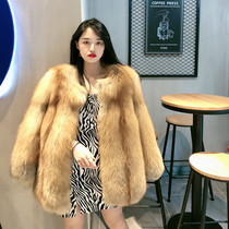 2022 new imported Finnish whole leather fox fur coat womens mid-length red fox natural fur coat