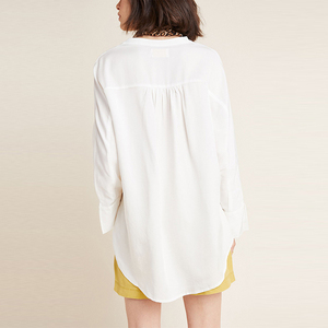 fashion front and back long collar button long sleeve shirt 