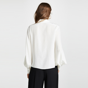 Lantern Sleeve Top Temperament Easy to Wear Basic Pure Shirt 