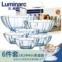 (6-piece set) Le Meiya tempered glass bowl noodle soup bowl salad dessert rice bowl transparent heat-resistant tableware set