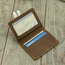 Mad horse handmade photo card bag male head coat wallet mini - small bag woman ultra - thin