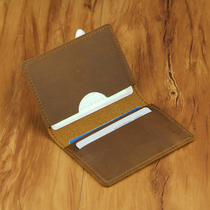 Head Mad Horse Little Card Bag Coal Driver License Mens ultra - thin Change Wallet Retro - Click Business Clips