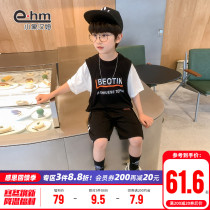 Little Elephant Ham Childrens Wear Boys Summer Sports Set Childrens Fake Two Short Sleeve Mid Pants 2021 Summer Dress New Tide