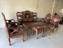 Vietnam Red Wood Furniture Large Red Acid Branches Bali Yellow Sandalwood Sofa Eurostyle Six Pieces Selected Old Material Vintage Comfort