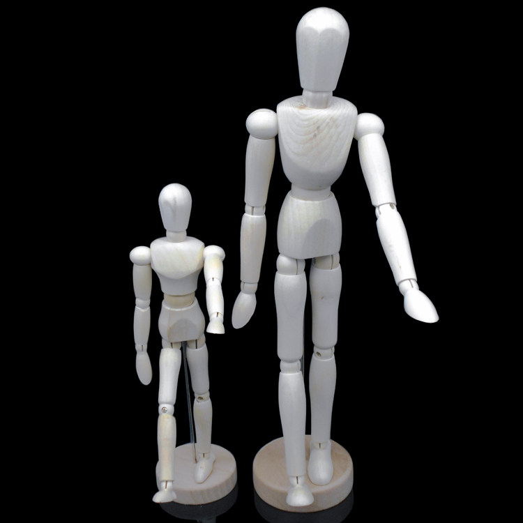 实木偶人木头关节人偶8寸12寸 动漫素描关节人模型幼儿园礼物