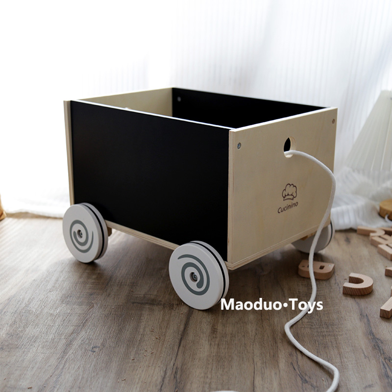 South Korea Wooded Hauling Station Wagon Toy Wooden Children School Foot Foot-dragging Baby Toy Containing boxcar MBJ-Taobao