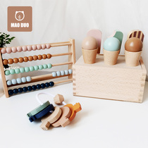 INS Wind Baby Key Nordic Dessert Ice Cream Gripping Counting Rack Children Room Decorated Wood Wooden Toys