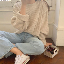 Spring and Autumn 2021 New thick thread sweater women loose wear Korean version of retro autumn winter knitted jacket lazy spring dress