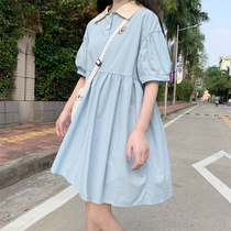 Day Ensemble Sweet College Style Windy Dress Women 2022 Summer New Polo Collar Loose Short Sleeves Skirt Salt summer