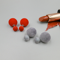 2021 new lucky red velvet double-sided velvet ball earrings size beads temperament fashion Joker Korean earrings