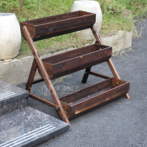Field Garden Flower Shelf Multi-Meat Plant Flower Stepped Flower Shelf Carbonated Solid Wood Green Plant Flower Groove Triple Outdoor Ground Flower Case