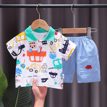 Childrens clothing male baby summer suit 2021 new childrens clothes boys summer full print cartoon short sleeve two-piece set