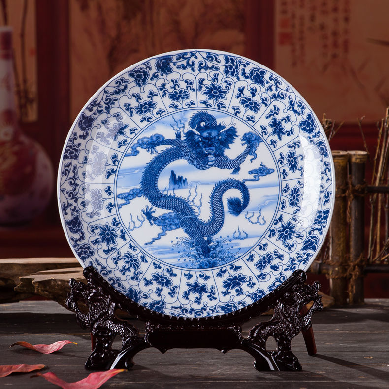 Jingdezhen blue and white porcelain home decoration plate home furnishing articles