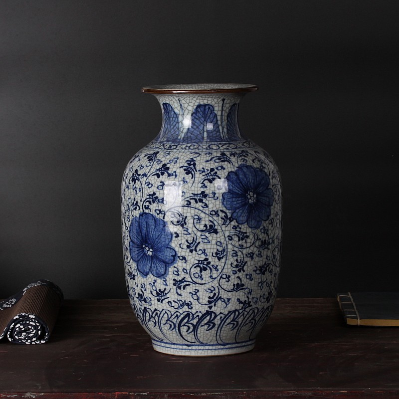 Jingdezhen ceramics hand - made cracks under glaze color porcelain glaze antique vase is placed much money