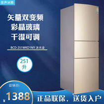 Ronshen sound BCD-255WKR1DYC air-cooled frost-free three-door household frequency conversion glass two-door refrigerator