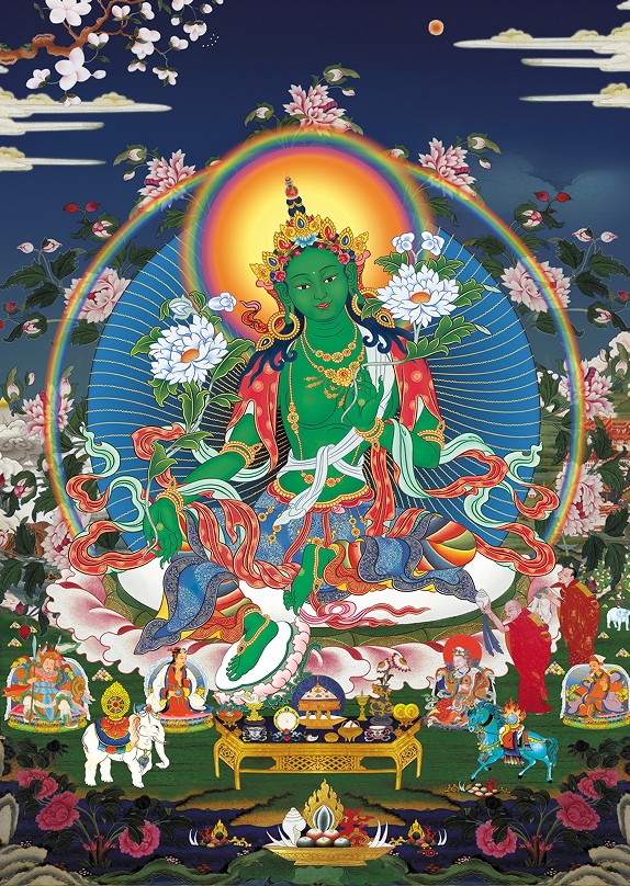 结缘索达堪学布2016度母画像很好高清绿度母画像图吉相纸双麪塑封