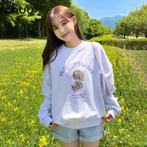 Zhao Luxi Same Chuu South Korea Polly Pocket Lexing Sweet Letter Printing Round-collar Lifted Guardian