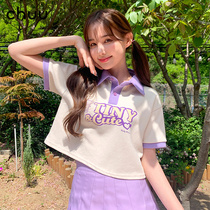 chuu Korean polly pocket Polly pocket co-named summer polo to receive short printed T-shirts