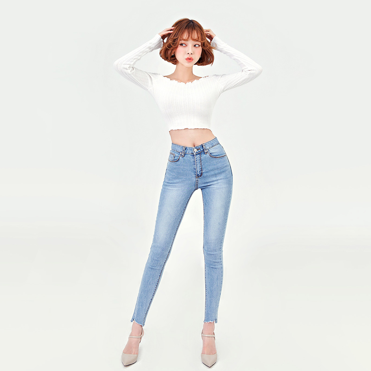 chuu Korea -5kg Summer small taller waist display slim fit 90% Little feet slim Skinny Pencil Pants Woman