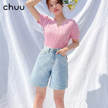 South Korea chuu-5KG Denim Shorts Women Summer Thin with loose high waist and thin hot pants vol138