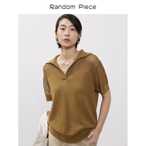 RandomPiece Spring natural linen and paper spinning process Leisure flap short-sleeved POLO shirt woman