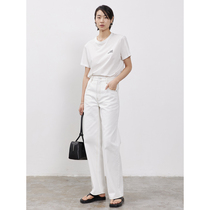 RandomPiece Spring Style Long Suede Cotton Soft Comfort Slogan Alphabet Printed Casual Short Sleeve T-shirt