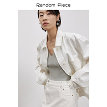 RandomPiece Early Spring Micro Loose H Type Trendy Back Organ Pleat Design Short Jean Jacket Woman