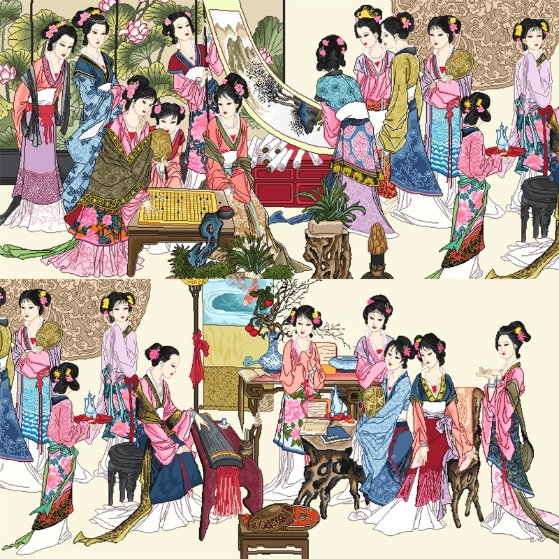 百家好十二金钗十字绣琴棋书画十八美女人物红楼群芳