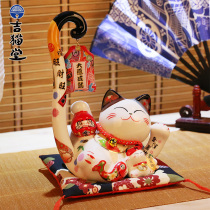 Yoshide Hall Recruiting Cat Pendulum Opening Ceramic Long-tailed Cat Shop Collection Silver Desk Home Living Room Savings Can