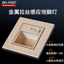 BIO-PASS infrared human body induction induction 86 type stair light Foot light Metal brushed champagne gold Stainless steel