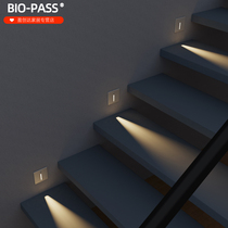 BIO-PASS new 86 type intelligent infrared induction metal embedded foot light Stair stepping corridor skirting