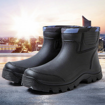 Adult short tube rain boots Waterproof non-slip rubber rain shoes Fashion lightweight autumn and winter student rubber shoes Water shoes Mens galoshes