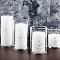 Dessert table romantic scented candle high temperature resistant glass candle holder long high straight tube with blue pink Red