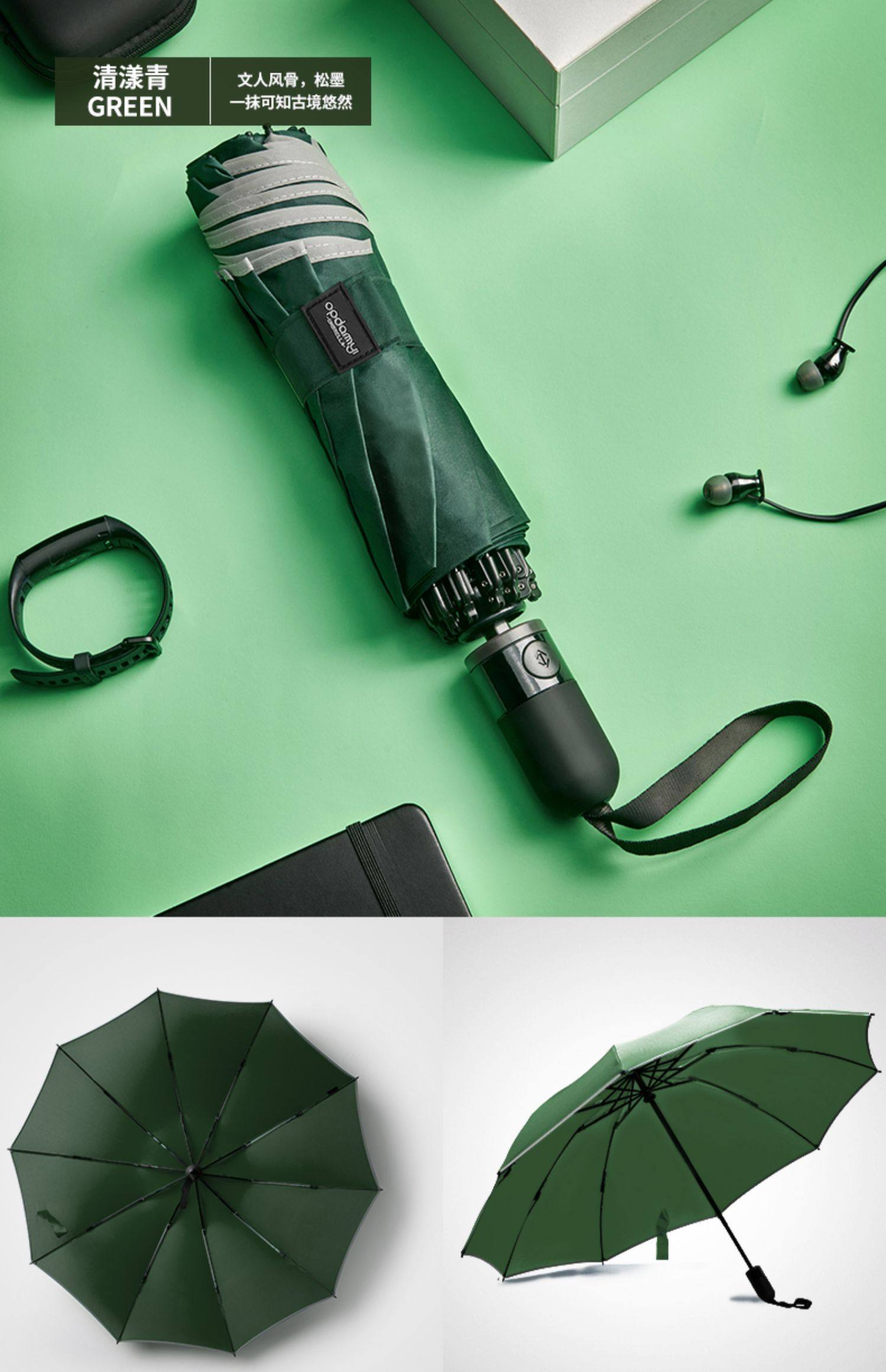 op92开收全自动反向伞汽车自动雨伞折叠反折男士女晴雨两用黑胶伞