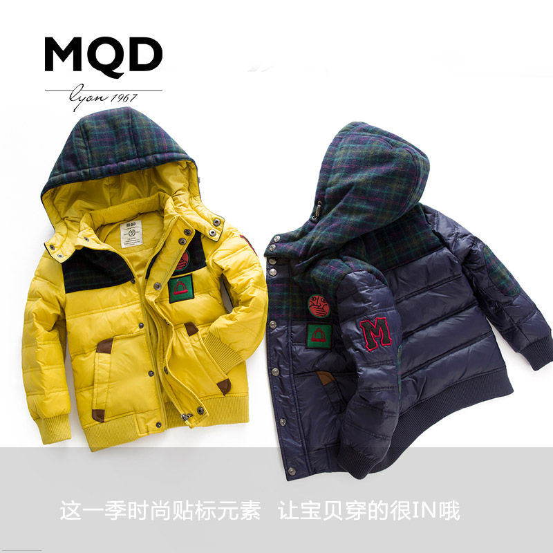 MQD童装儿童羽绒服男90%白鸭绒中大童冬装连帽羽绒服外套短款潮产品展示图2