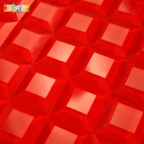 (Linus) Red edged glass mosaic 5-sided mirror background wall tiles self-attached