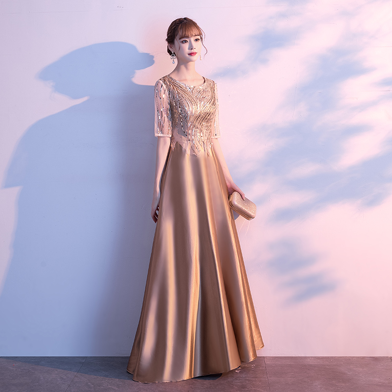 Grand choir costumes spring new high-end evening dress banquet host lady long version dress temperament