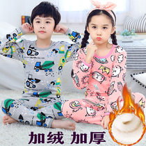 Child Clothing Children Warm Underwear Suit Winter Autumn Clothes Autumn Pants Gushed Thickened Boy Girl Baby Treasure Trot Undershirt