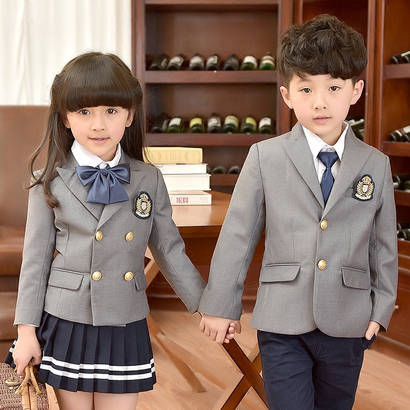 Suit class uniform primary school children's clothing for men and women suit Autumn Winter British college wind kindergarten yuan fu