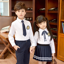 British college style male and female children Korean long-sleeved shirt school uniform set high school students class uniform kindergarten Garden uniform