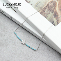 Turkey imported silver necklace female 2020 original turquoise inlay niche design