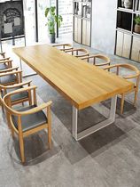 Simple large commercial conference table long table solid wood office table and chair combination computer desk training table Workbench customization