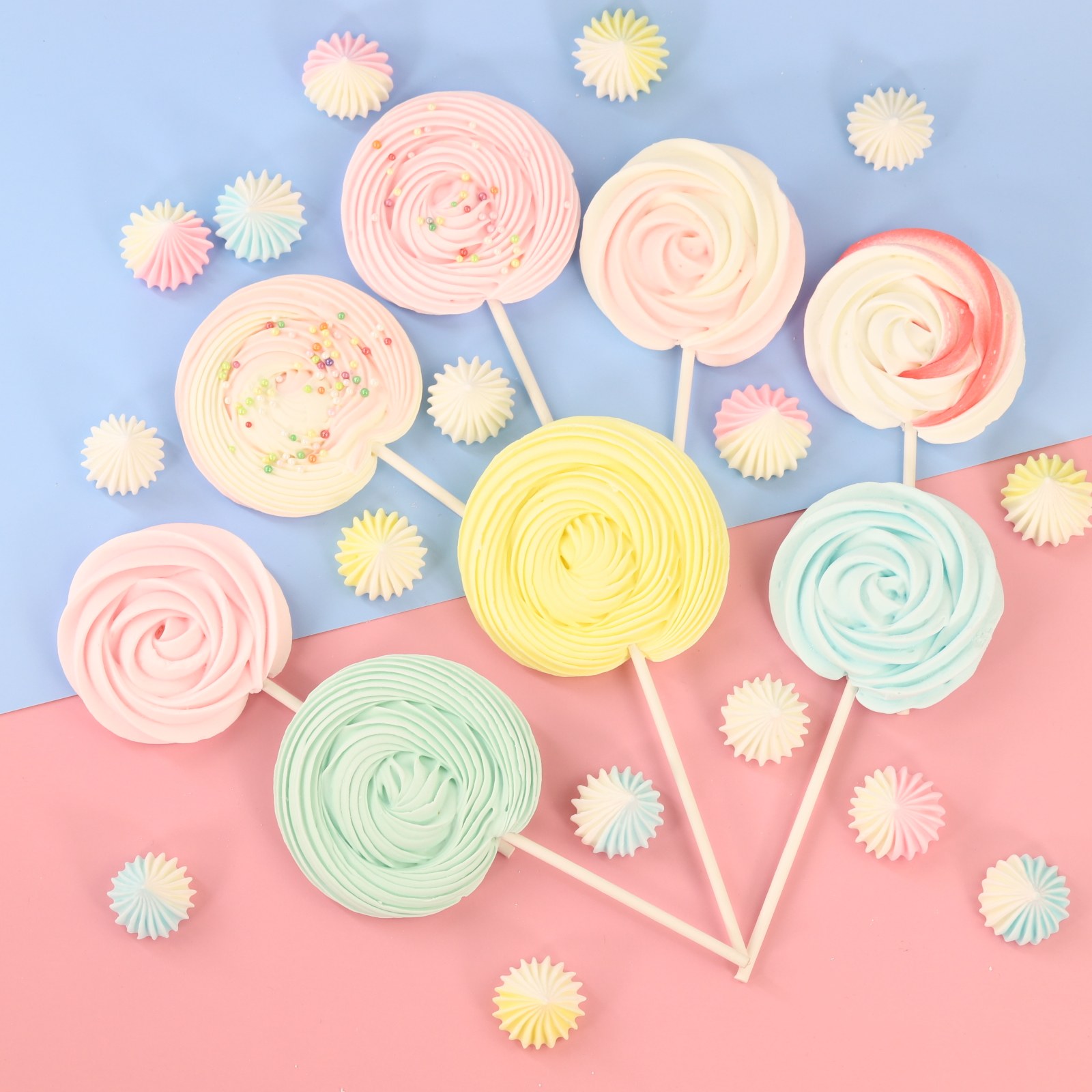 烘焙蛋糕装饰儿童可食用蛋白糖棒棒糖生日摆件甜美可爱马林马琳糖