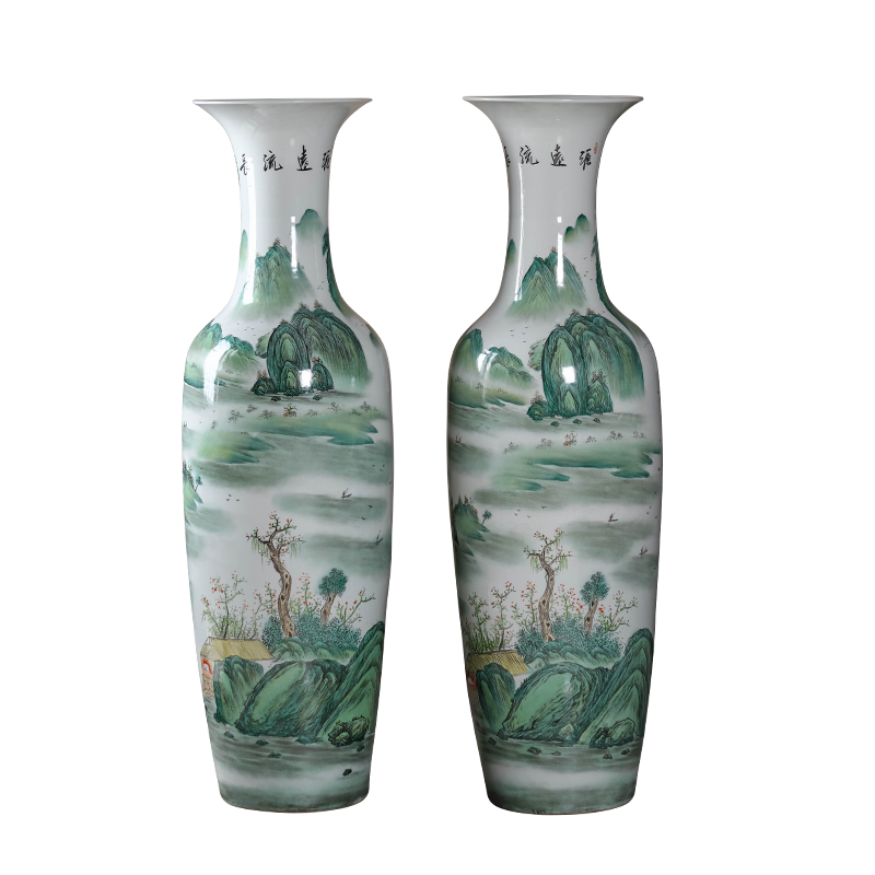 Jingdezhen ceramics hand - made pastel landing big vase high place flower arrangement sitting room extra large home decoration