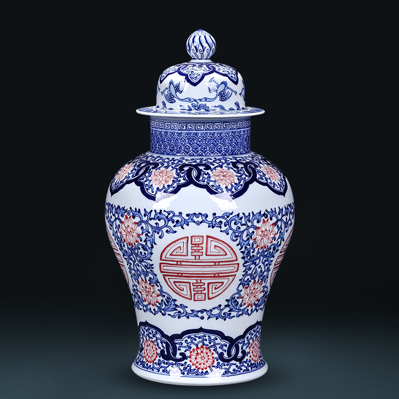 The General hand - made antique blue and white porcelain of jingdezhen ceramics tank storage tank sitting room of the new Chinese style household adornment furnishing articles