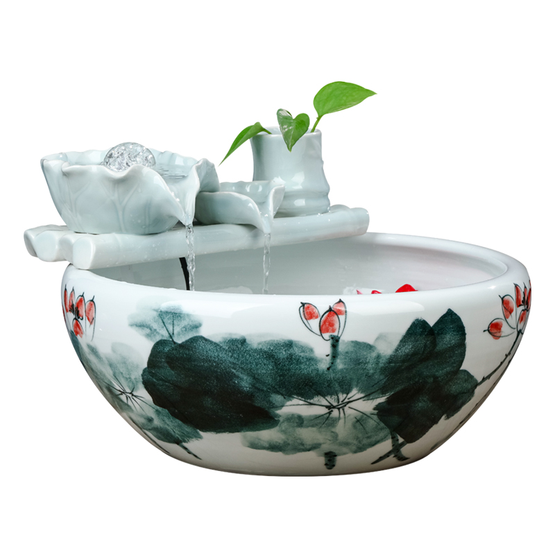 Jingdezhen ceramics humidifier furnishing articles aquarium fountain desktop office sitting room aquarium fish farming water basin